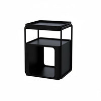Modern Sofa Side Table, Square Rolling Storage Cabinet, Multi-Functional Coffee Table for Living Room, Bedroom Nightstand