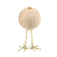 Travertine Sphere Sculpture Polished Abstract Tabletop Sculpture Unique Tabletop Decorative Ball for Home Decorators, Display Shelf, Buffet Cabinet