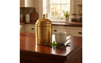 Brass Tea Canister Handmade Metal Storage Jar Lettered Apothecary Storage Jar for Kitchen Counter