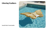 Inflatable Angel Feathers Float Thickened PVC Material Golden Butterfly Pool Lounger Glitter Filled Sequin Wing Water Raft for Adults, Kids 9+, Beach