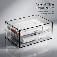 Clear Acrylic Desk Storage with Stackable Desktop Drawers, Organiser for Vanity Table and Study Office