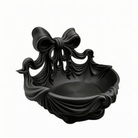 Ribbon-Style Sides Shell Jewelry Tray Layered Ridges Bow Jewelry Tray Smooth Curves Finger Holder Dish Open Round Interior