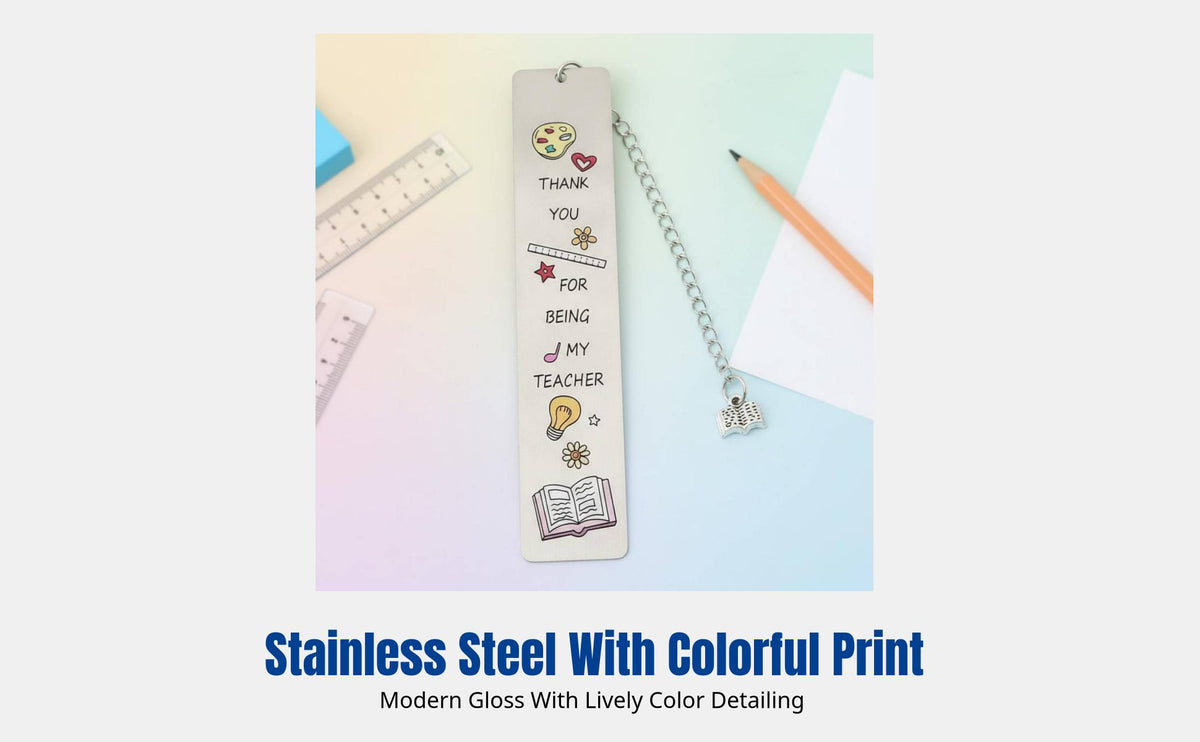 Stainless Steel Printed Bookmark, Metal Keychain, Graduation Season, Teacher Appreciation Gift, Personalized Design