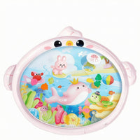 Raised Edge Inflatable Water Play Mat Clear Center Baby Water Play Mat Underwater Cartoon Graphics Waterproof Plastic for Babies, Crawling
