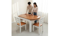 Space Saving Solid Wood Dining Set Convertible Round Dining Table for Living Room