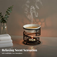 Tealight Burner Long-Lasting Aroma Tealight Scented Cube Warmer Hollow Iron Fragrance Lamp Multipurpose