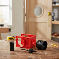 4 Easy Steps Door Lock Installation Kit Doorknob Installation Jig Wood Door Lock Hole Cutter Set for DIY Enthusiasts, Carpenters, Locksmiths, Home Improvement, Construction Site
