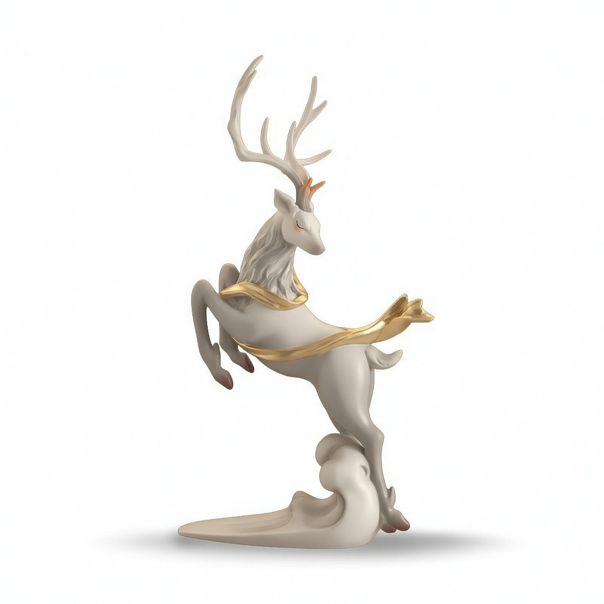 Deer Sculpture with Gold Accents Tabletop Deer Figurine Decorative Sculpture Long-Lasting Decor Sturdy for Living Room, Entryway