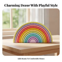 Wooden Rainbow Stacker Smooth Finish Wooden Rainbow Arch Stacking Toy Educational Stacking Arches Open-Ended Play