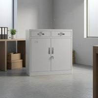 Lockable Filing Cabinet Metal Handles Double-Door Filing Cabinet Gray