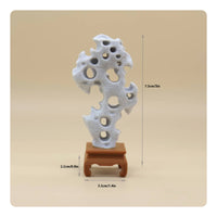 Natural Openings Taihu Stone Ornament Pale Gray Miniature Stone Decoration for Courtyard Scenes, Dollhouses