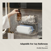 Wall-Mounted Bathroom Storage Shelf, Doubletier Organizer for Washbasin, Tissue, Cosmetics