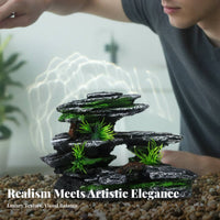 Aquarium Mountain Ornament Landscaping Effect Fish Tank Rock Ornament Artistic Craft Artificial Rockery for Small Aquariums, Terrariums