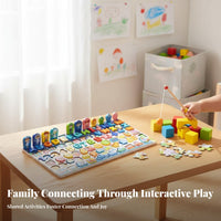 Fishing Puzzle Early Education Fishing Game Made of Wood Wooden Logarithmic Board for Preschoolers, Kindergarten, Classroom