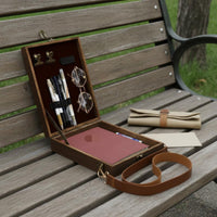 Wooden Carrier Box Handmade Crossbody Sketch Box Vintage Style Crossbody Wooden Bag for Painting, Sketching
