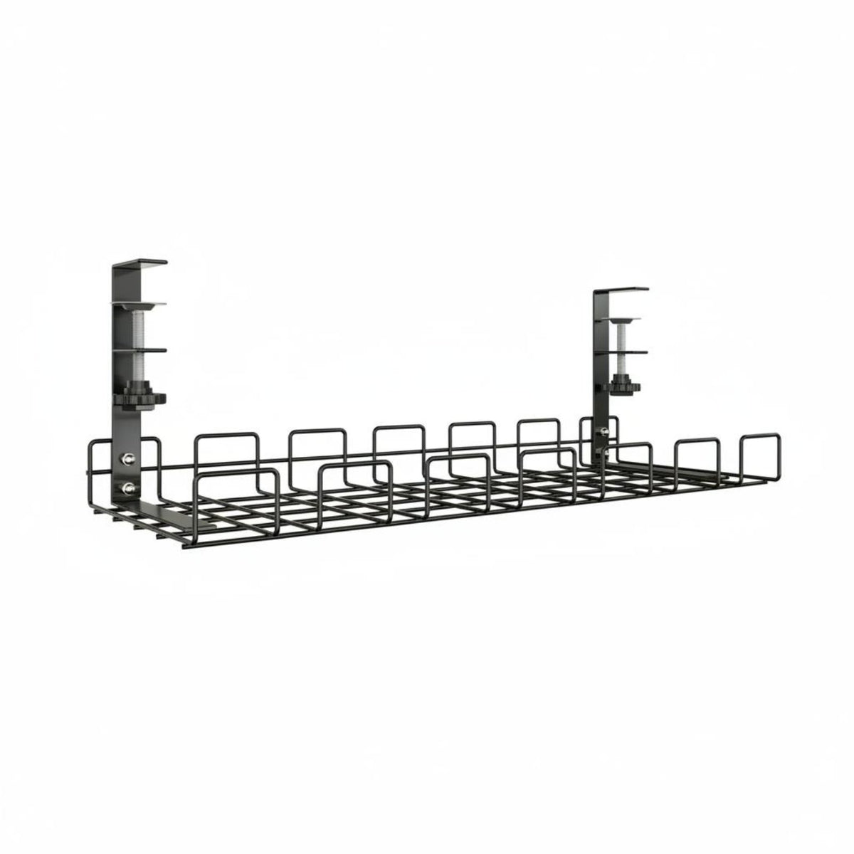 Easy Installation No Drill Hanging Desk Shelf Space Saving Clamp on Desk Storage Rack Heavy Duty Clamp-on Wire Basket Sturdy Metal for Office, Workstation