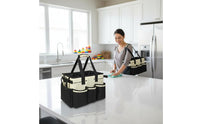 Cleaning Supply Organizer Bag Reinforced Base Cleaning Organizer Tote Multiple Pockets Household Storage for House Cleaners, Janitors