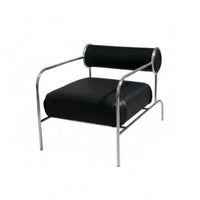 Modernist Movement Inspired cylindrical Frame Armchair Modern Minimalist Upholstered Armchair Designer Piece Accent Chair Retro aesthetic for Design lovers, Interior Designers, Living Room, Boutique, Lounge Area, perusing corner