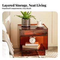 Wabi-Sabi Aesthetic Clear Side Cabinet Light Luxury Bedside Table Transparent Design Nightstand Minimalist design for Homeowners, Interior Designers, Adults, Bedroom, Guest Room, Small Spaces, Office