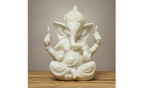 Resin Ganesha Statue with Lotus Base Tabletop Ganesha Statue Sculpted Decor Decorative for Home Altar