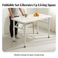Multipurpose Foldable Dining Table Easy Assembly Small Space Dining Table Thick Desktop Rectangular Portable Desk Sturdy Steel Frame for Apartment Dwellers, Families, Home Office Workers, Dorm Room, Kitchen, Bedroom