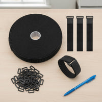 Cut-to-Length Hook and Loop Strap with Buckle Adjustable Reusable Cable Strap Long-Lasting Nylon Fastening Roll Heavy-Duty for Homeowners