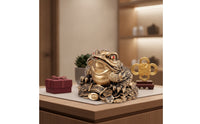 Wealth Three-Legged Toad with Coin Traditional Three-Legged Toad Ornament Miniature Figurine Compact for Display Cabinet, Shop Counter