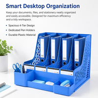 Desk Organiser, 4 Layer Document Organiser 10cm PP, File Organiser for Office Workers & Students, 500 Sheet Capacity