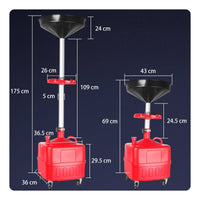 34L Oil Drain Pan Large Capacity Mobile Oil Drainage Container Deep Funnel