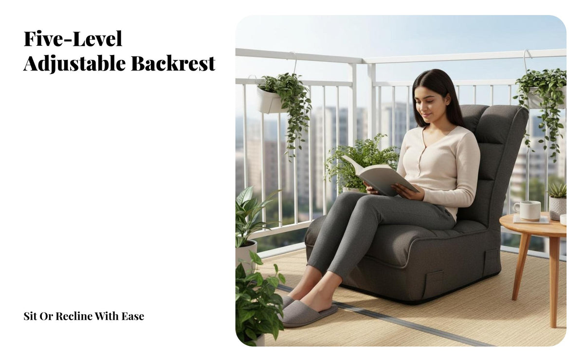 Thick Padding Adjustable Floor Lounger Thickly Padded Adjustable Backrest Lounger Space-Saving Lounge Seat Multi-Functional for Students, Gamers, Meditators, Bedroom, Living Room, Reading Nook, Home Office