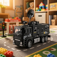 Metal SWAT Truck Model Inertial Toy Truck with Opening Door Movable Simulation Police Vehicle Die-Cast Style for Children, Toddlers, Playroom, Home