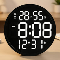 Digital Wall Clock with Temperature Electronic Digital Wall Clock with Humidity Bright Numbers for Living Room, Study