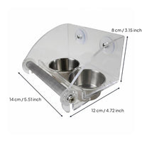 Acrylic Double Bowl Bird Feeder Stainless Steel Bowls Parrot Feeder with Perch Clear View Hanging Bird Food and Water Cups