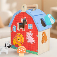 Wooden Shape Sorting House Educational Wooden Farm Shape Sorter and Farm Animal Sorter for Little Ones, Kids