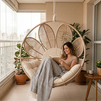 Hammock Chair Outdoor Egg Chair Rattan with Cushion 110x105x68cm