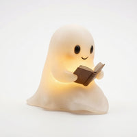 Warm Glow Ghost Night Light with Book Whimsical Halloween Night Light Glowing Ornament Seasonal for Children