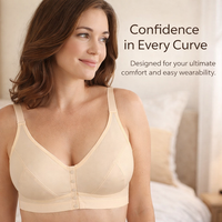 Women's Front Fastening Bras for Plus Size Ladies, Minimizing Design with Adjustable Straps, Soft Polyester