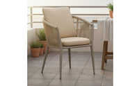 Patio Dining Chair with Cushion Ergonomic Backrest Woven Rope Patio Chair Weather Resistant for Balcony, Terrace