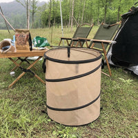37L Collapsible Garden Waste Bags and Laundry Bags, Waterproof Oxford Cloth Cylindrical Bin with Side Clips, Portable Camping Trash Container