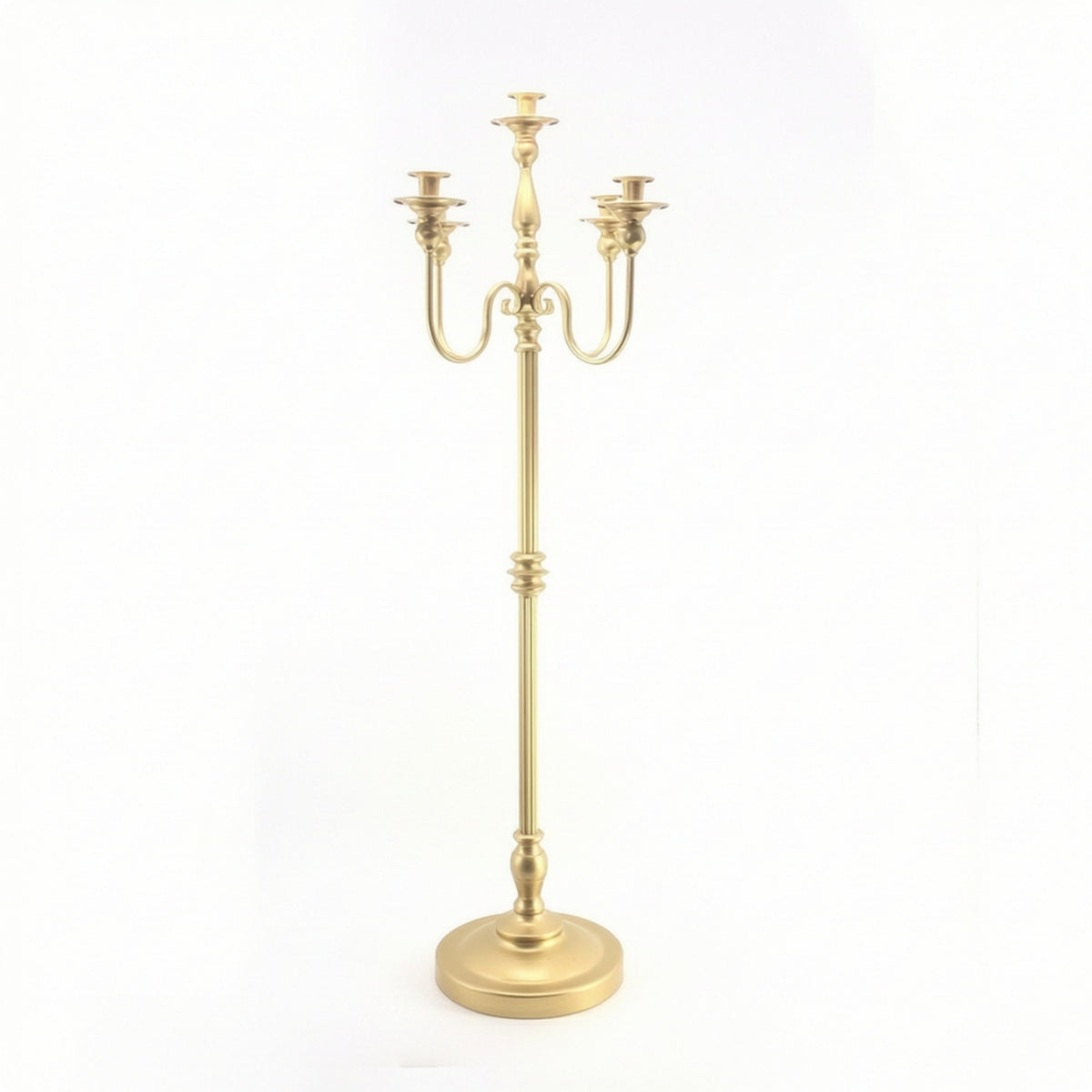 Gold Floor Candelabra Metal Floor Candlestick Holder Decorative Candelabra with Round Base Classic for Event Planners, Home Decorators, Weddings, Ceremonies, Dining Rooms