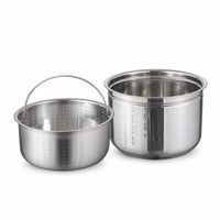 Inner Pot with Steaming Rack Perforated Rice Steaming Insert Soup Separating Pot Multi-Purpose Steamer Basket Long-Lasting