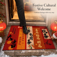 Red Auspicious Welcome Doormat for New Home Entryway