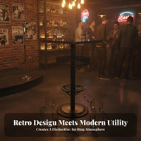 3 Pieces Factory-aesthetic aesthetic Counter Height Table and Stool Set Wrought Iron Frame Bar Furniture Retro Design for Restaurant Owners, Cafe Proprietors, Nightclub, Small Spaces, Home Kitchen, Dining Room