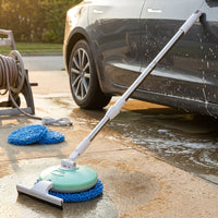 Window Cleaner Electric Mop for Car Cleaning and Car Wash, Waterproof Stainless Steel Extension Pole, Rotating Cleaning Mop, Retractable Handle