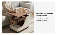 C-Shaped Rolling Desk Space-Saving End Table Height Adjustable for Living Room