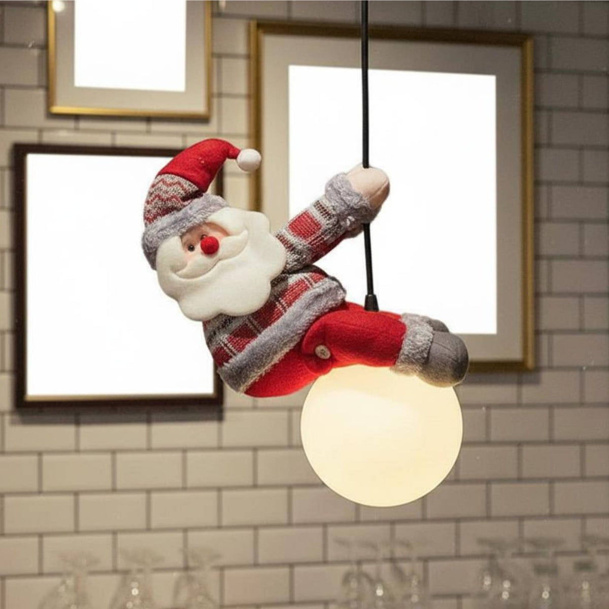 Santa Yuletide Figure Hanging Artistically Designed Design Fuzzy Material Character Curtain Holder Soft Textile Fuzzy Material Curtain Holder