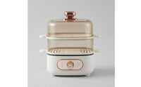 Transparent Chambers 2-Tier Food Steamer Rotary Control Knob Two-Tier Food Steamer Side Handles Steam Cooker Compact