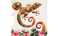 Gecko Wall Decor Iron Lizard Wall Decoration Metal Gecko Multicolor Embossed for Patio, Porch