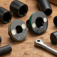 2 Pieces Black Finish Socket Adapter Conversion Head Round Disc Design Square Drive Adapter Set Metal Tool Accessory Retaining Holes