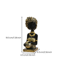 African Woman Sculpture Gold Accents Table Ornament Decorative for Office Desk